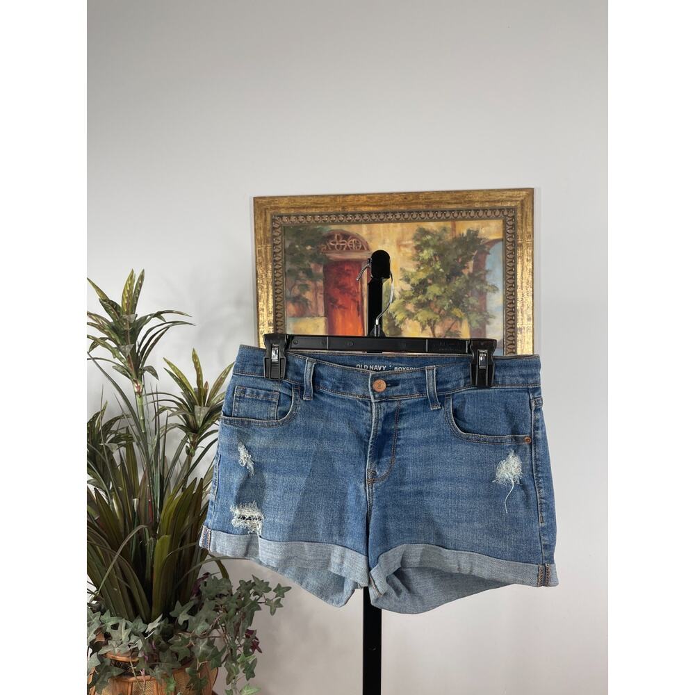 Old Navy Shorts Women's Size 4 Blue Denim Distressed Normcore‎ Cuffed Preppy